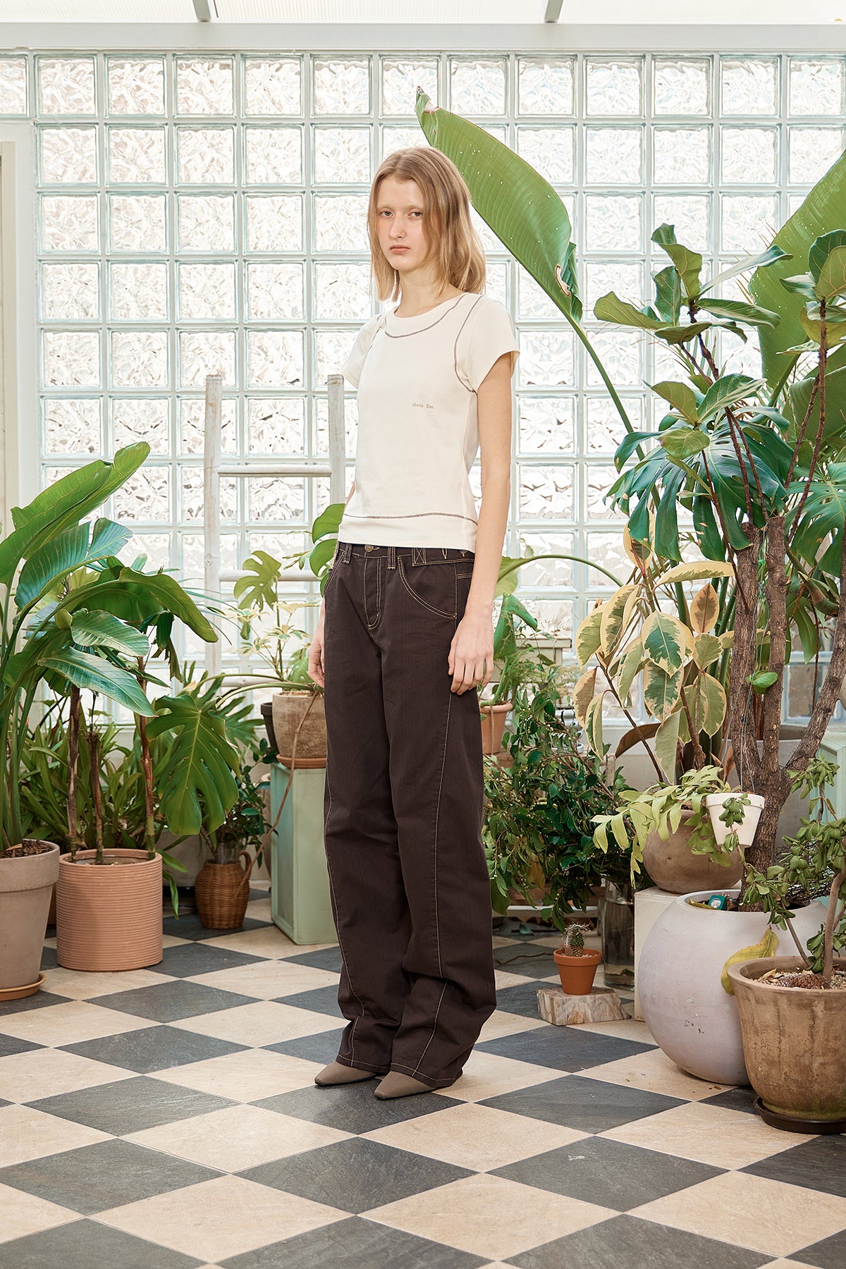 Matin Kim - Stitch Point Small Logo Top (Light Yellow) product image 6 | TRAB K-Fashion Australia