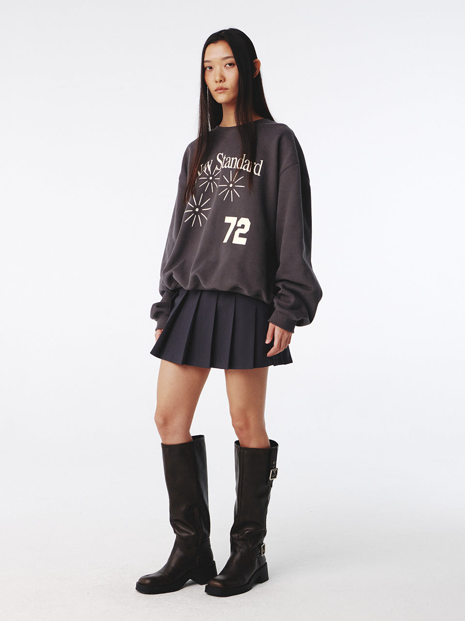 Kijun - Arc Tennis Mini Skirt (Charcoal) product image 7 | TRAB K-Fashion Australia