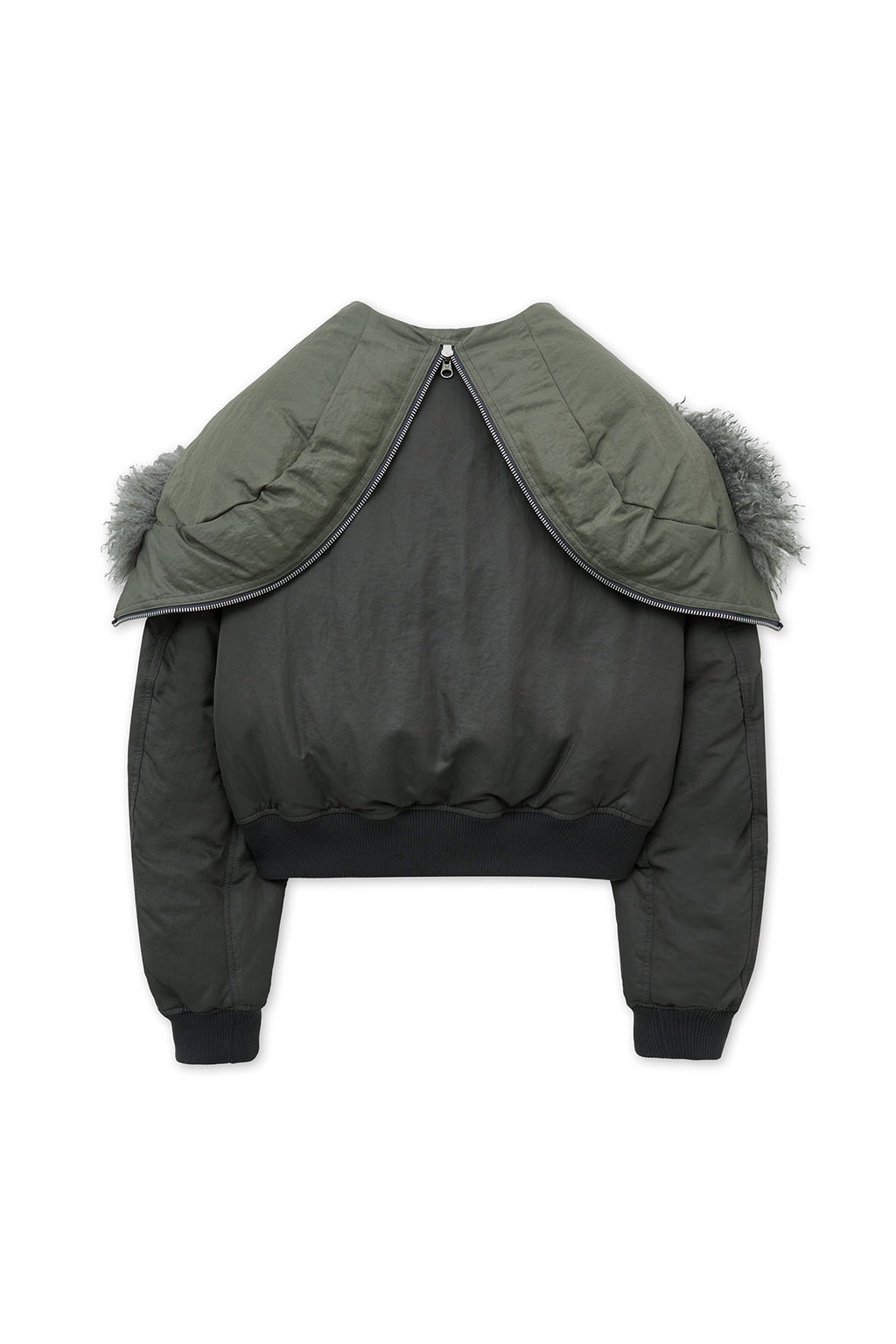 Matin Kim - Fur Hoody Bomber Down Jumper (Dark Grey) product image 2 | TRAB K-Fashion Australia