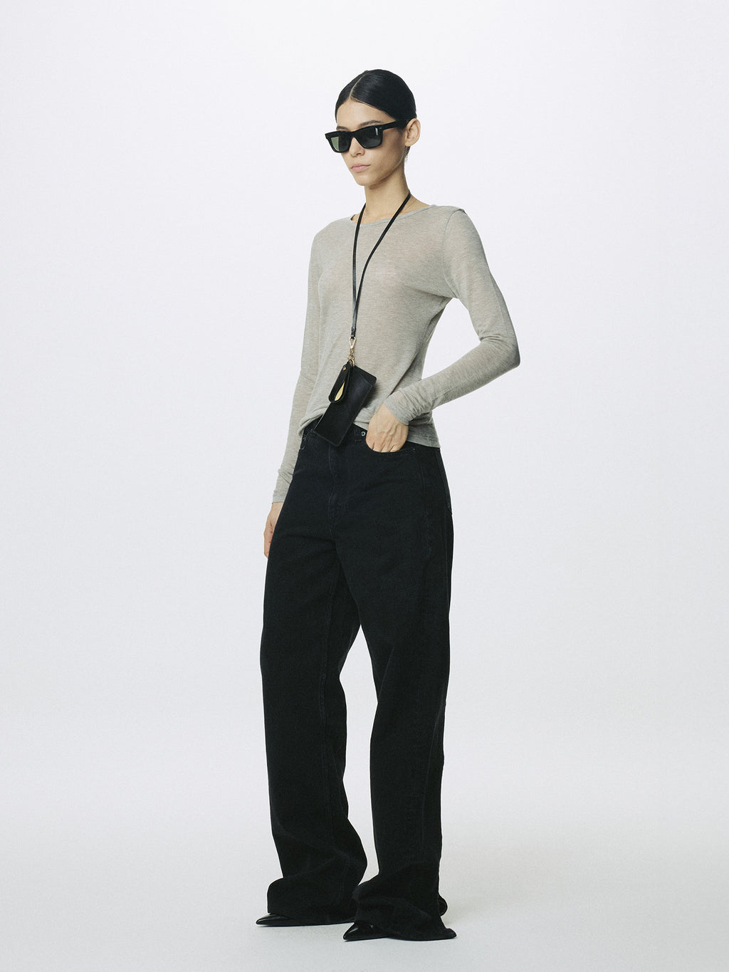 Tonywack - Wool Tencel Pintuck Long Sleeve (Brown Melange) product image 2 | TRAB K-Fashion Australia
