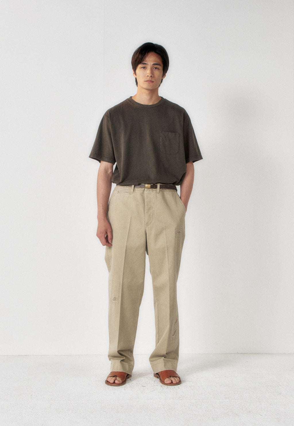Art if acts - Garment Dyed Slub Pocket T-Shirt (Khaki Grey) product image 2 | TRAB K-Fashion Australia