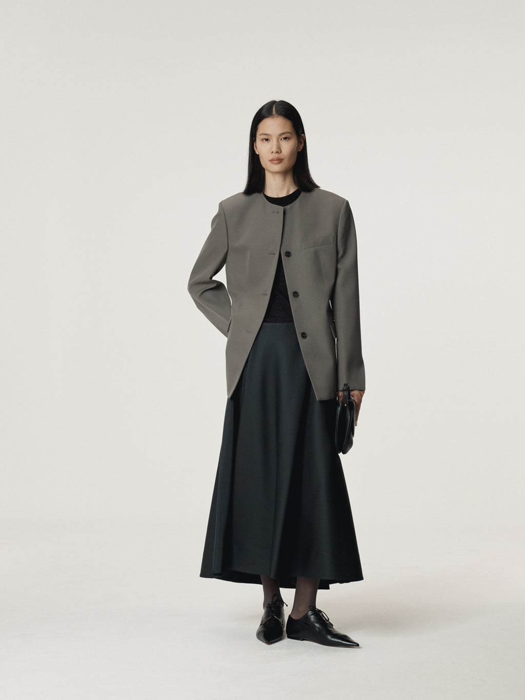 Recto - Collarless Single Jacket (Taupe Grey) product image 4 | TRAB K-Fashion Australia