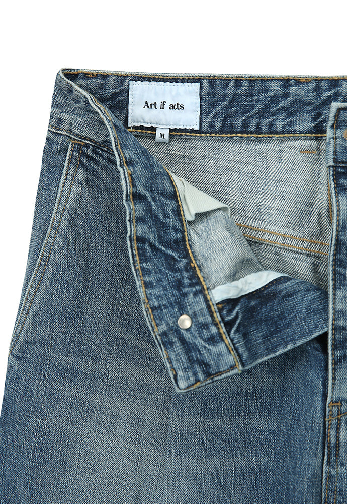 Art if acts - One Tuck Curve Denim Pants (Washed Blue) product image 10 | TRAB K-Fashion Australia