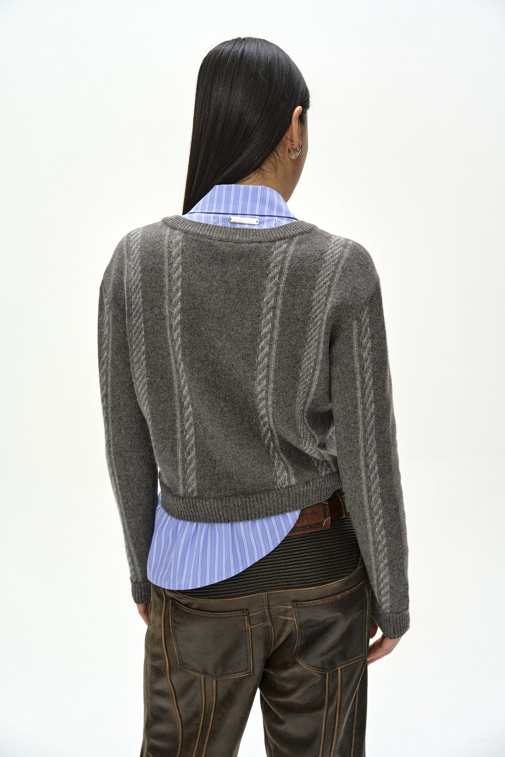 Andersson Bell - Shirt Insert V-Neck Sweater (Grey/Blue) product image 4 | TRAB K-Fashion Australia