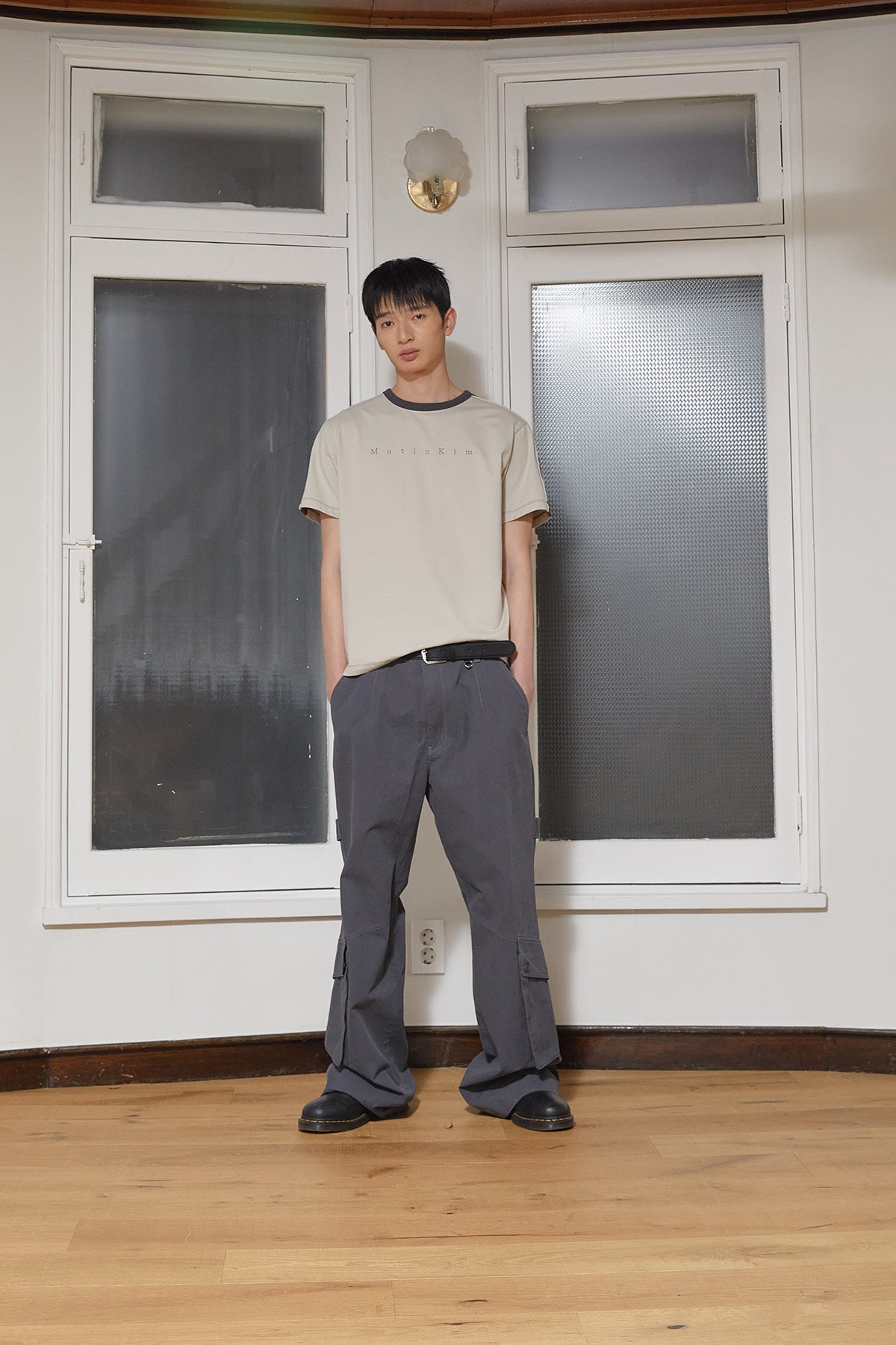 Matin Kim - Color Line Point Logo Top (Beige) product image 10 | TRAB K-Fashion Australia