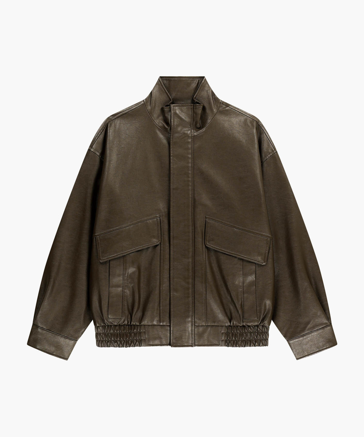 Marithe & Francois Girbaud - Faux Leather High Neck Jacket (Brown) product image 6 | TRAB K-Fashion Australia