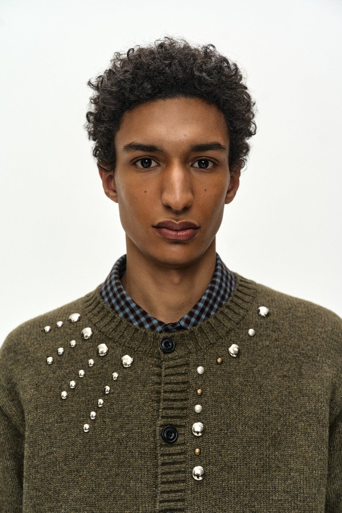 Andersson Bell - Roghen Studded Cardigan (Moss Khaki) product image 8 | TRAB K-Fashion Australia