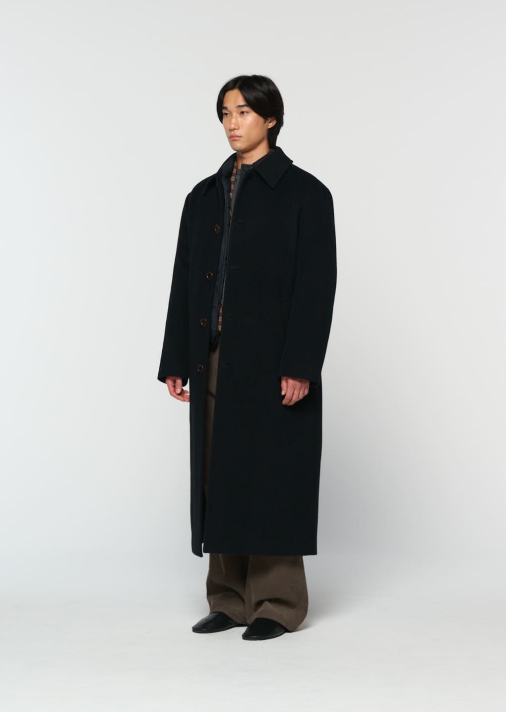 Amomento - men's single breasted long coat (Black) product image 3 | TRAB K-Fashion Australia