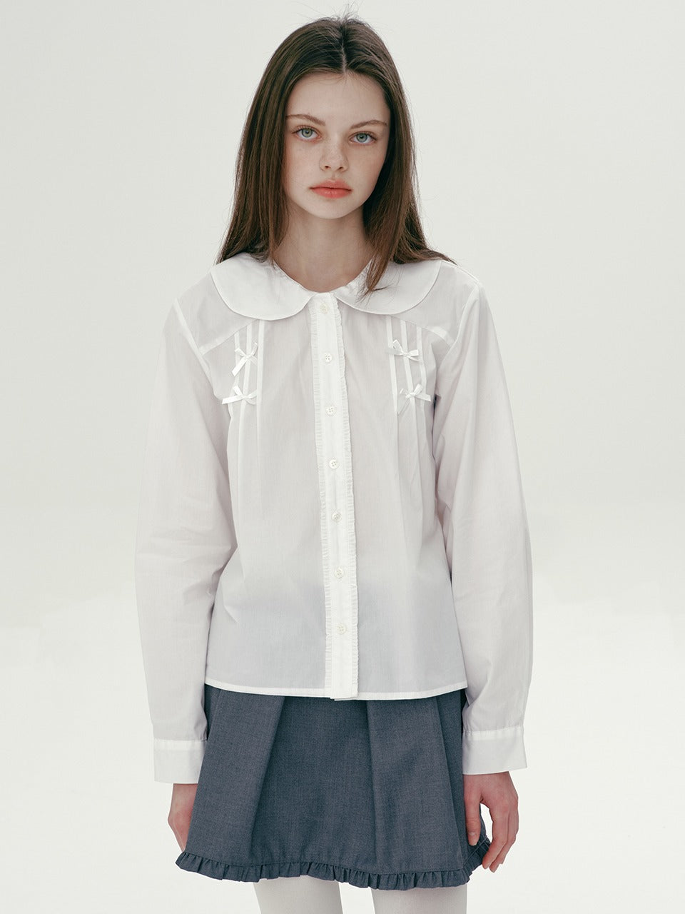 Margarin Fingers - Ribbon Pintuck Blouse (White) product image 1 | TRAB K-Fashion Australia