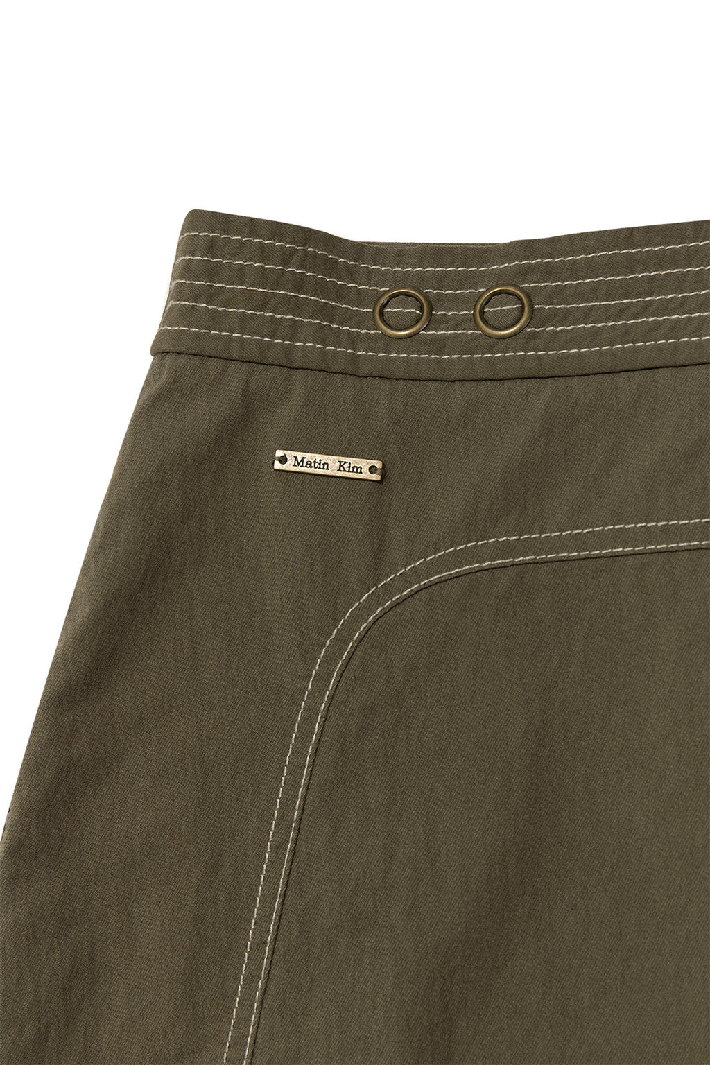 Matin Kim - Stitch Point Belted Wrap Skirt (Khaki) product image 3 | TRAB K-Fashion Australia