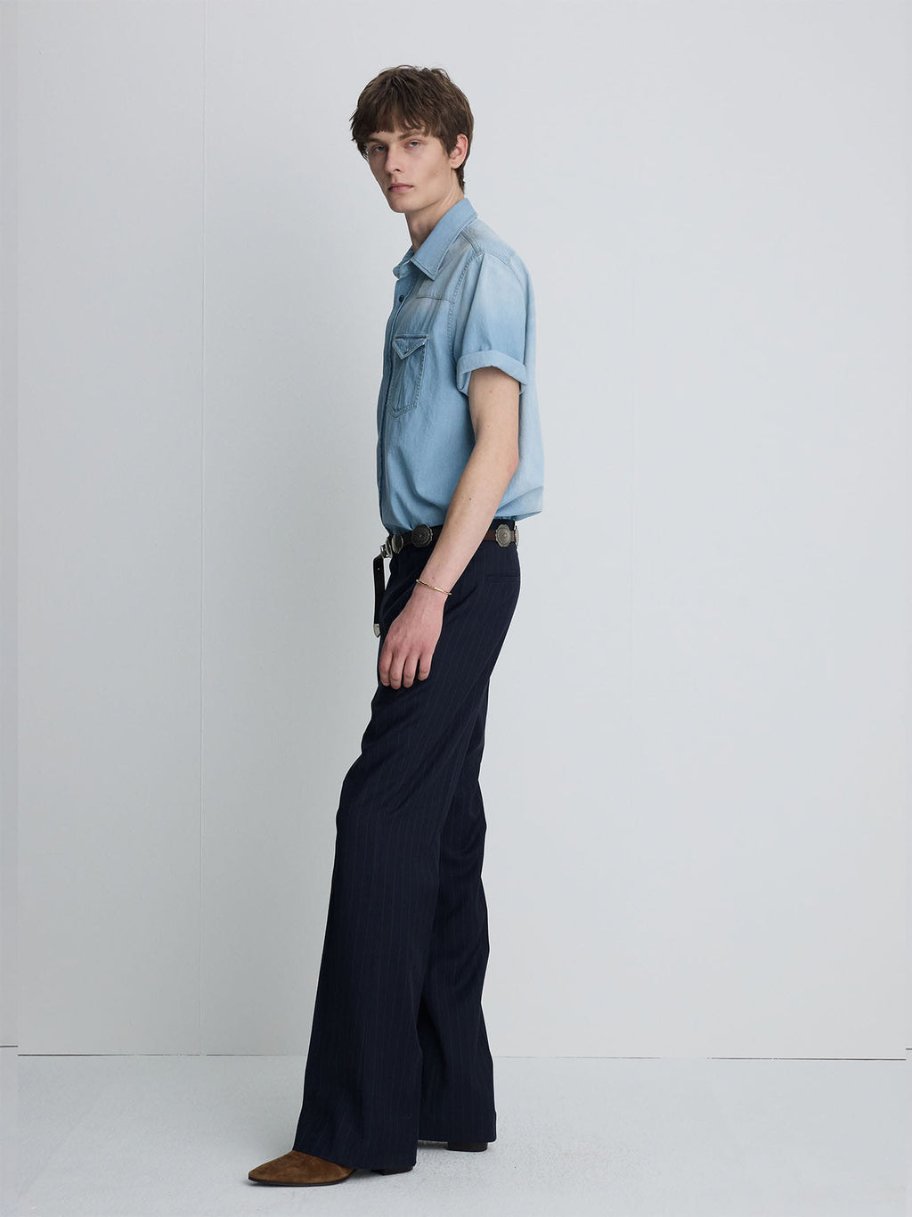 Tonywack - Tropical Wool Flared Trousers (Navy Stripe) product image 6 | TRAB K-Fashion Australia