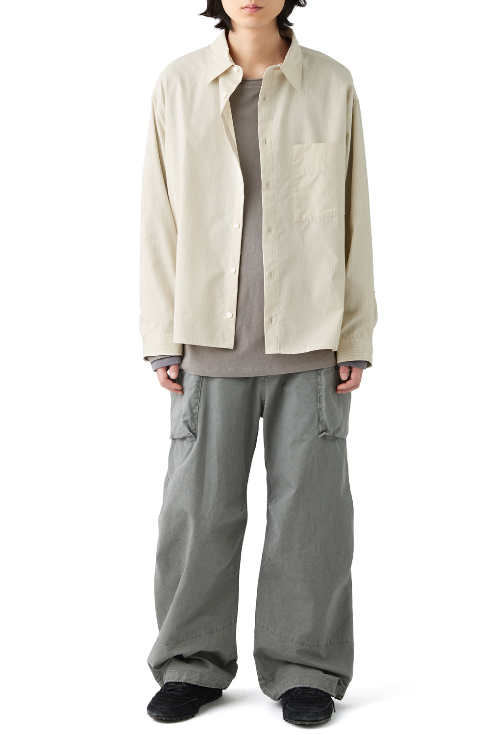 Hatchingroom - Crop Shirt Giza x Supima Pin Stripe (Yellow/Blue) product image 6 | TRAB K-Fashion Australia