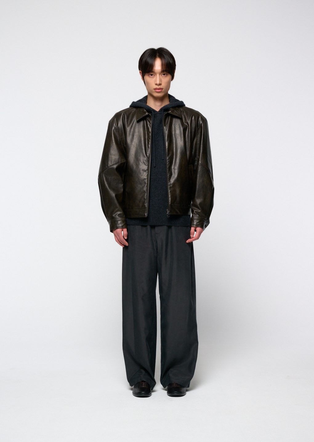Amomento - Synthetic leather blouson (Black) | TRAB K-Fashion Austr