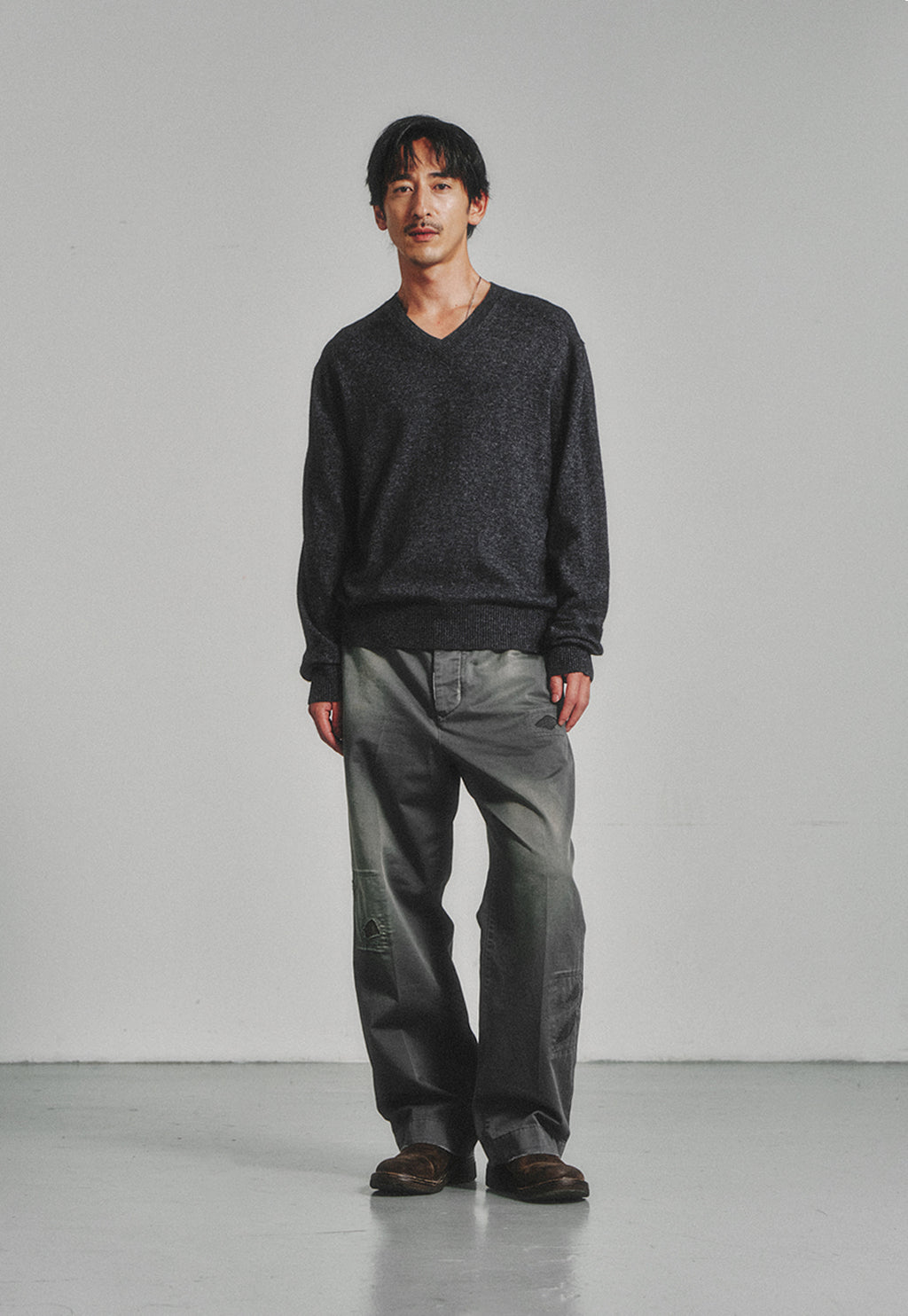 Art if acts - Sashiko Chino Pants (Faded Charcoal) product image 2 | TRAB K-Fashion Australia