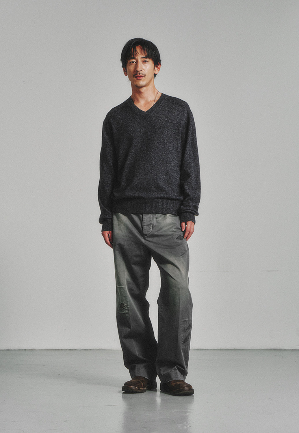 Art if acts - Sashiko Chino Pants (Faded Charcoal) product image 2 | TRAB K-Fashion Australia