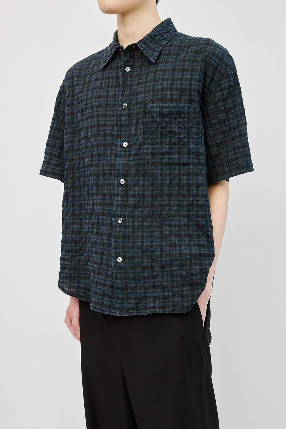 Hatchingroom - Arrow Shirt Over Dyed Check (Blue) product image 11 | TRAB K-Fashion Australia