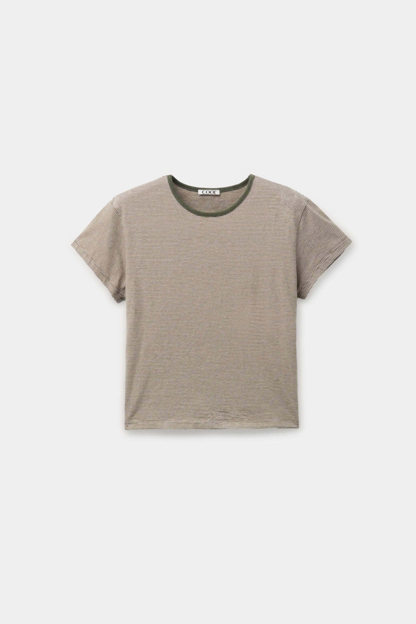 Coor - Striped Crop T-Shirt (Olive Wrap) product image 1 | TRAB K-Fashion Australia