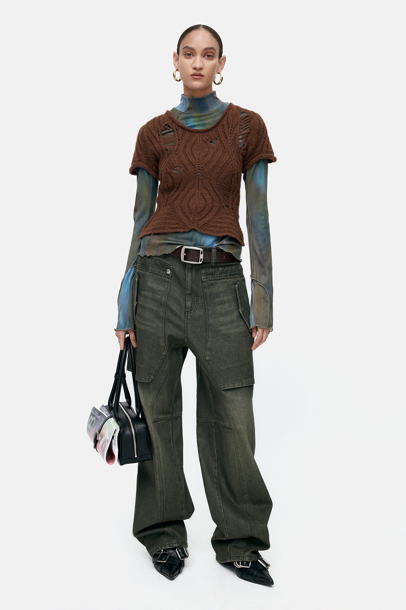 Andersson Bell - Unisex Raptor Layered Wide-Leg Jeans (Washed Green) product image 8 | TRAB K-Fashion Australia