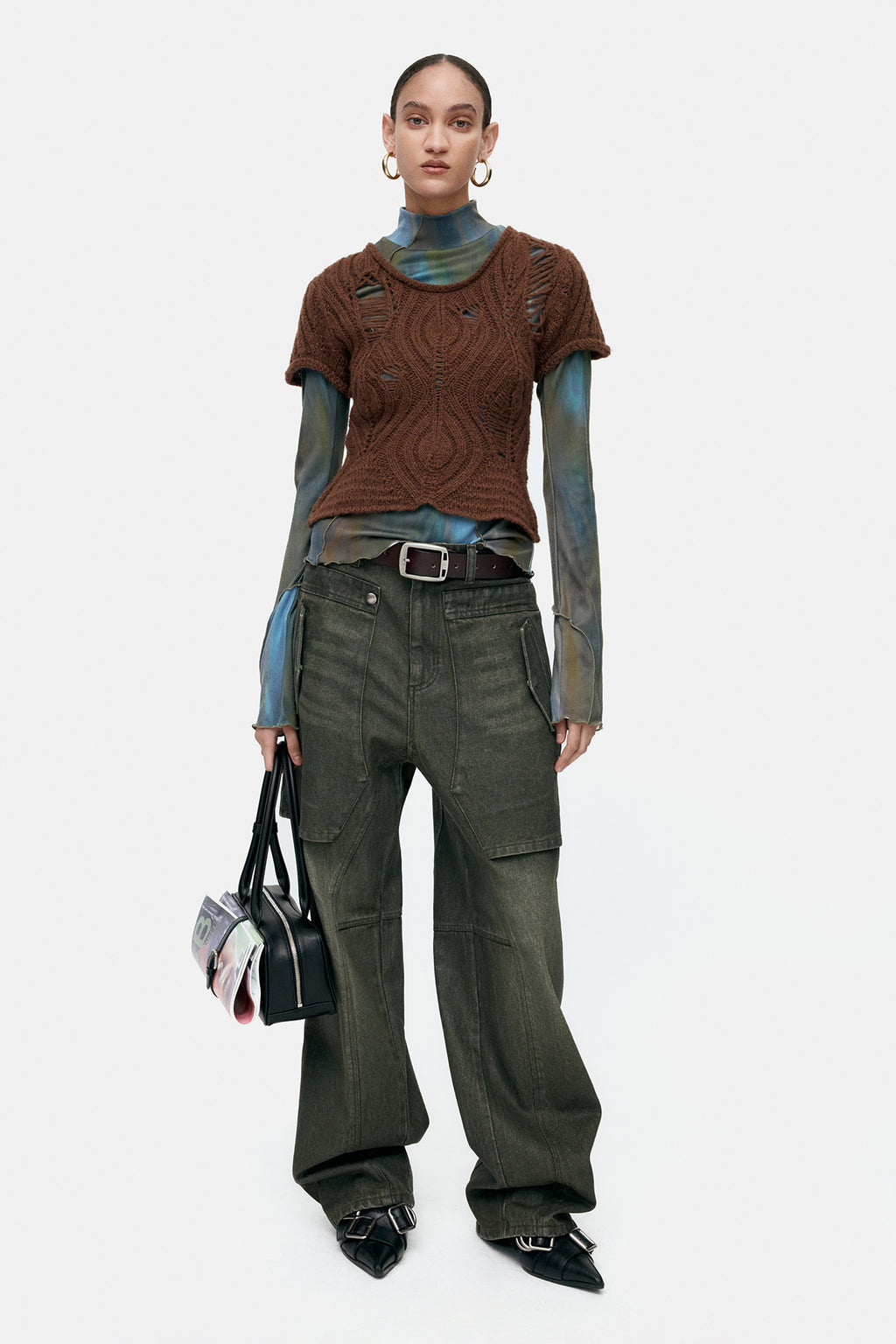 Andersson Bell - Unisex Raptor Layered Wide-Leg Jeans (Washed Green) product image 8 | TRAB K-Fashion Australia