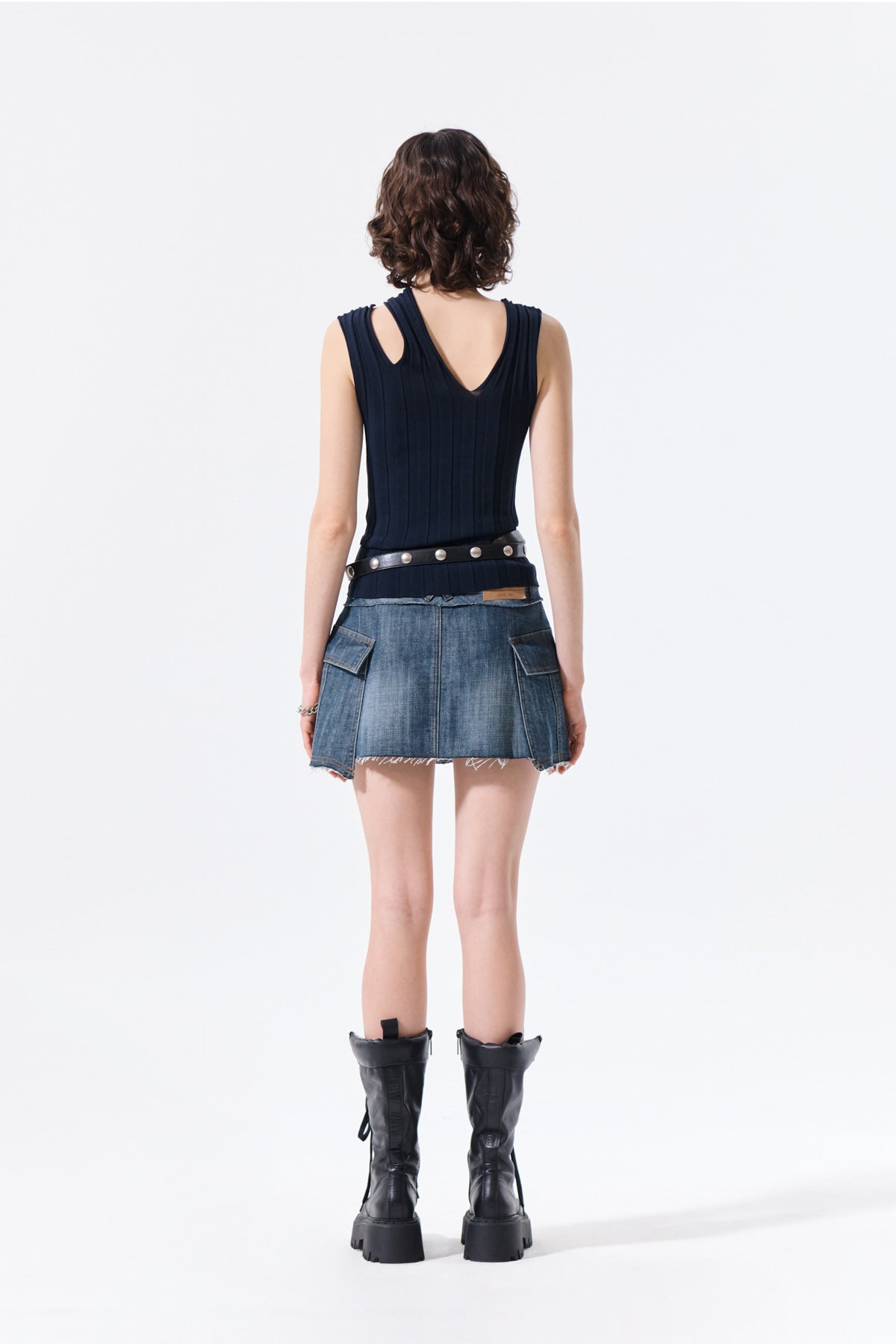 Matin Kim - Cut Out Sleeveless Knit Top (Dark Navy) product image 7 | TRAB K-Fashion Australia