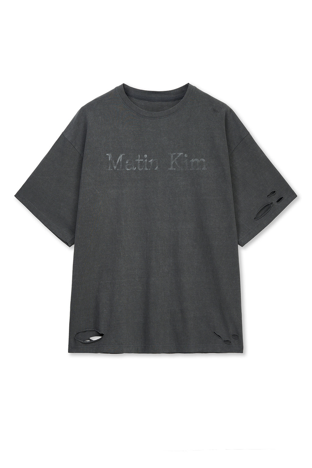 Matin Kim - Distressed Logo Top (Charcoal) product image 1 | TRAB K-Fashion Australia