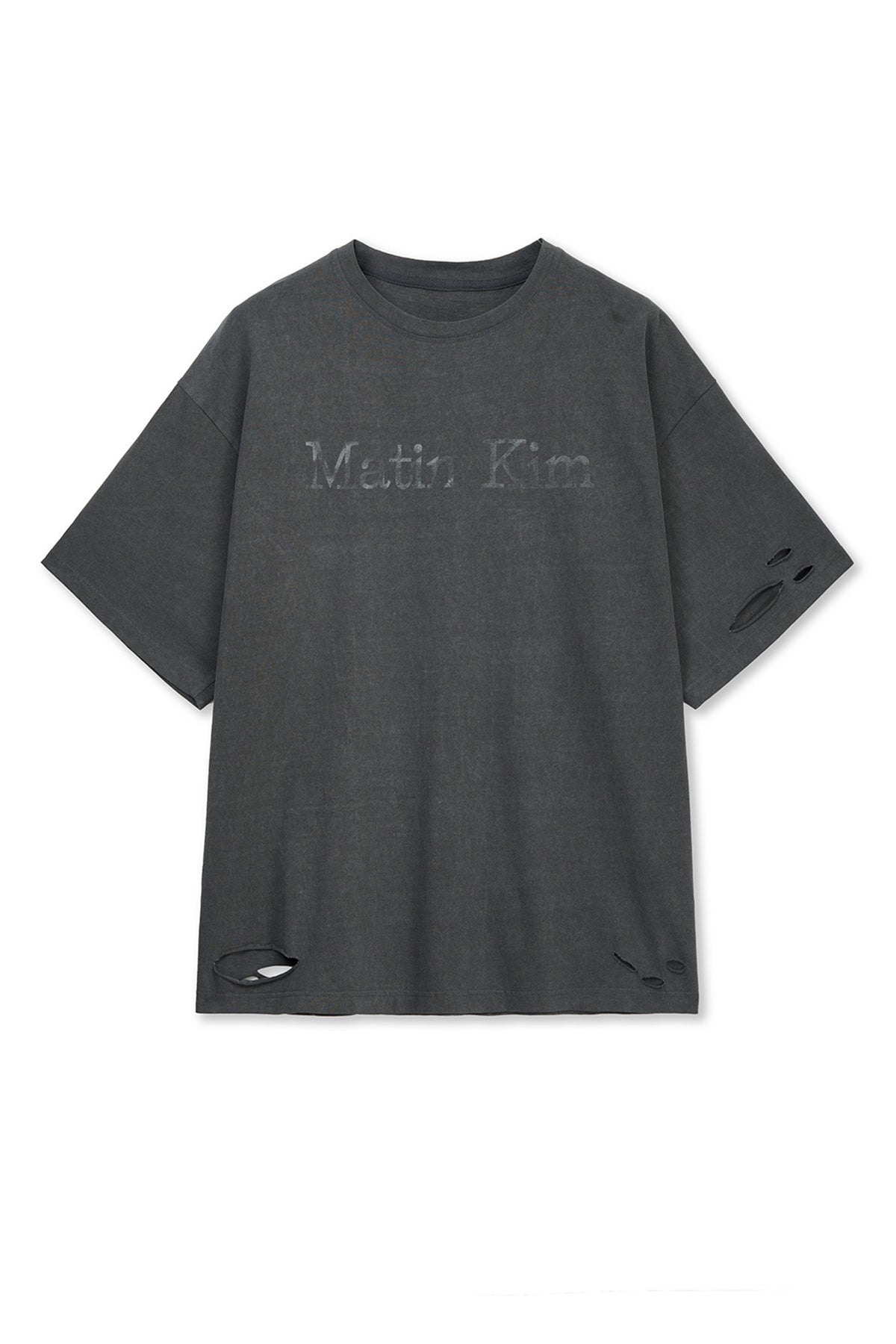 Matin Kim - Distressed Logo Top (Charcoal) product image 1 | TRAB K-Fashion Australia