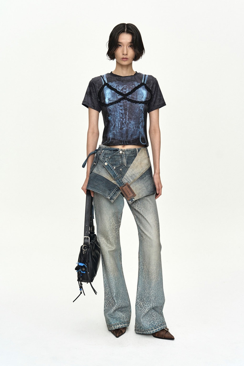 Andersson Bell - Upside-Down Printed Wrap Skirt (Mid Blue) product image 1 | TRAB K-Fashion Australia