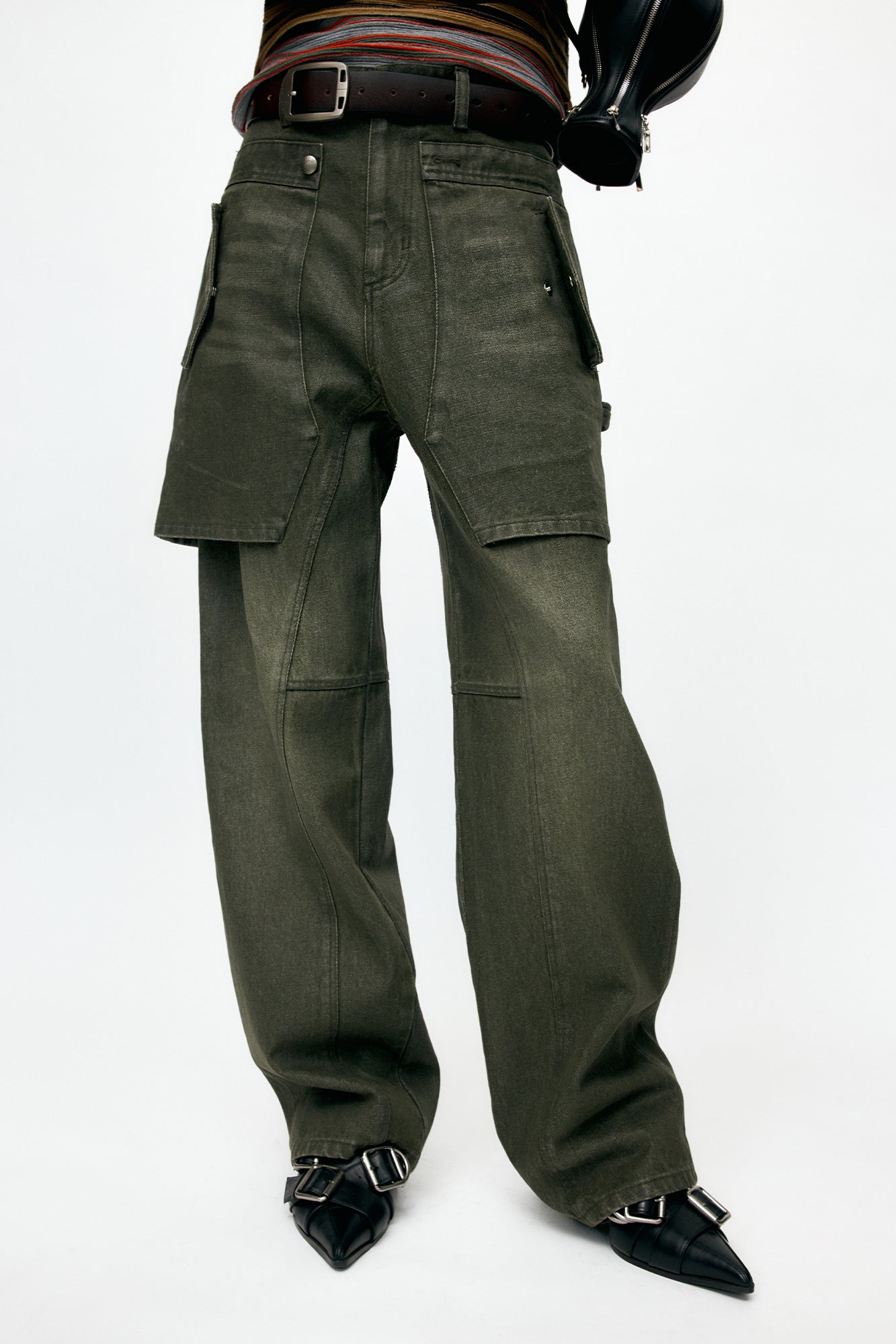 Andersson Bell - Unisex Raptor Layered Wide-Leg Jeans (Washed Green) product image 12 | TRAB K-Fashion Australia
