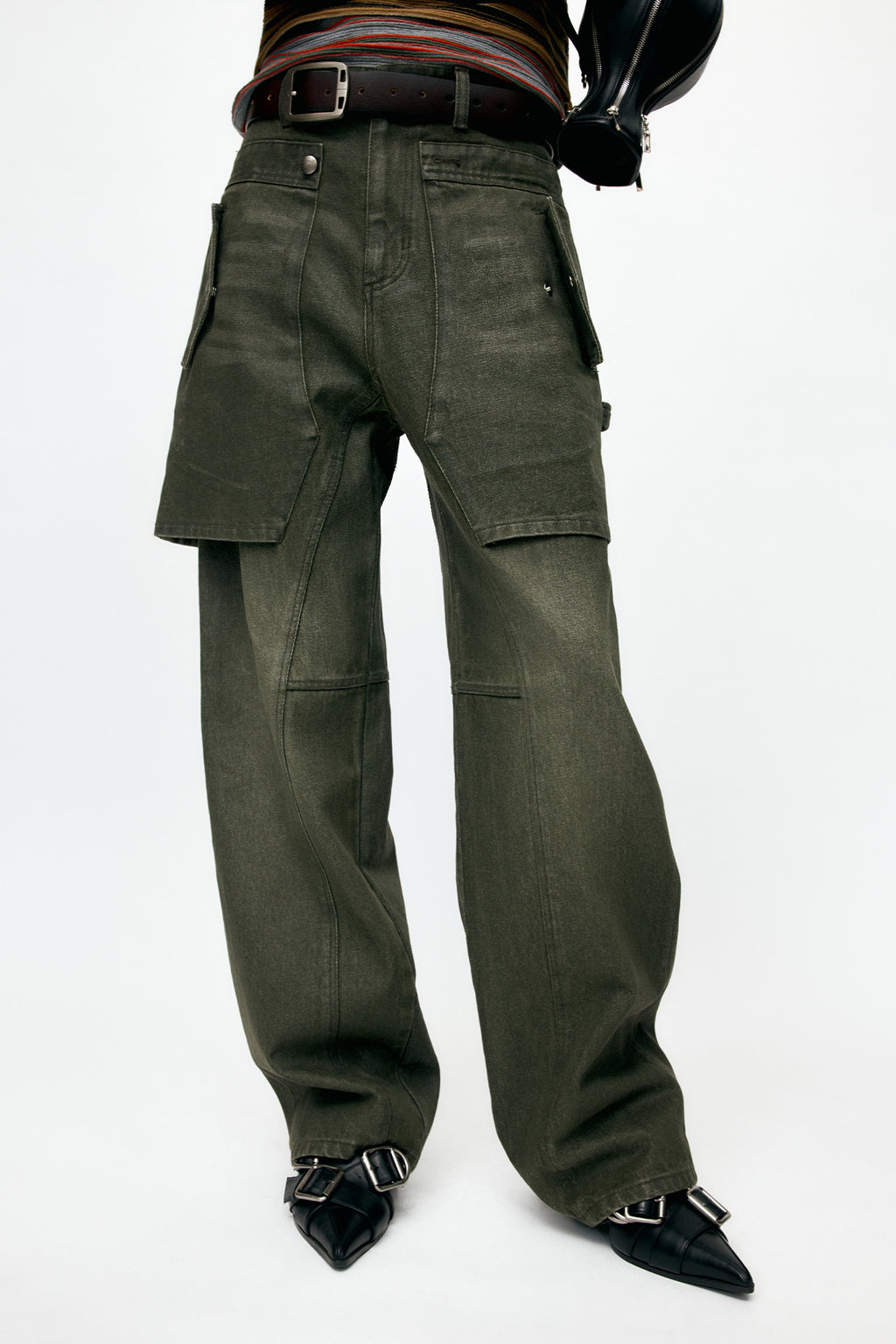 Andersson Bell - Unisex Raptor Layered Wide-Leg Jeans (Washed Green) product image 12 | TRAB K-Fashion Australia