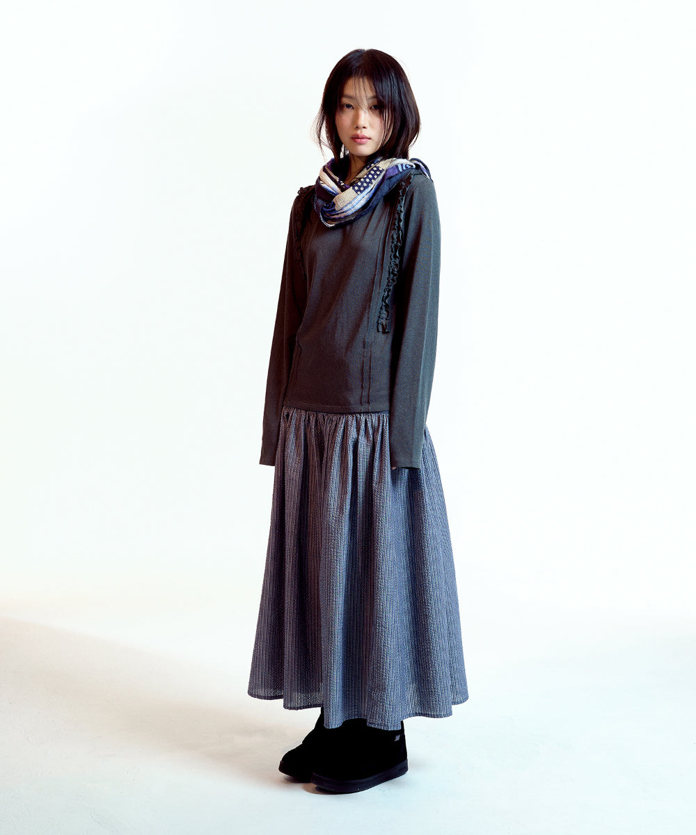 Coyseio - Double Button Stripe Skirt (Navy) product image 11 | TRAB K-Fashion Australia