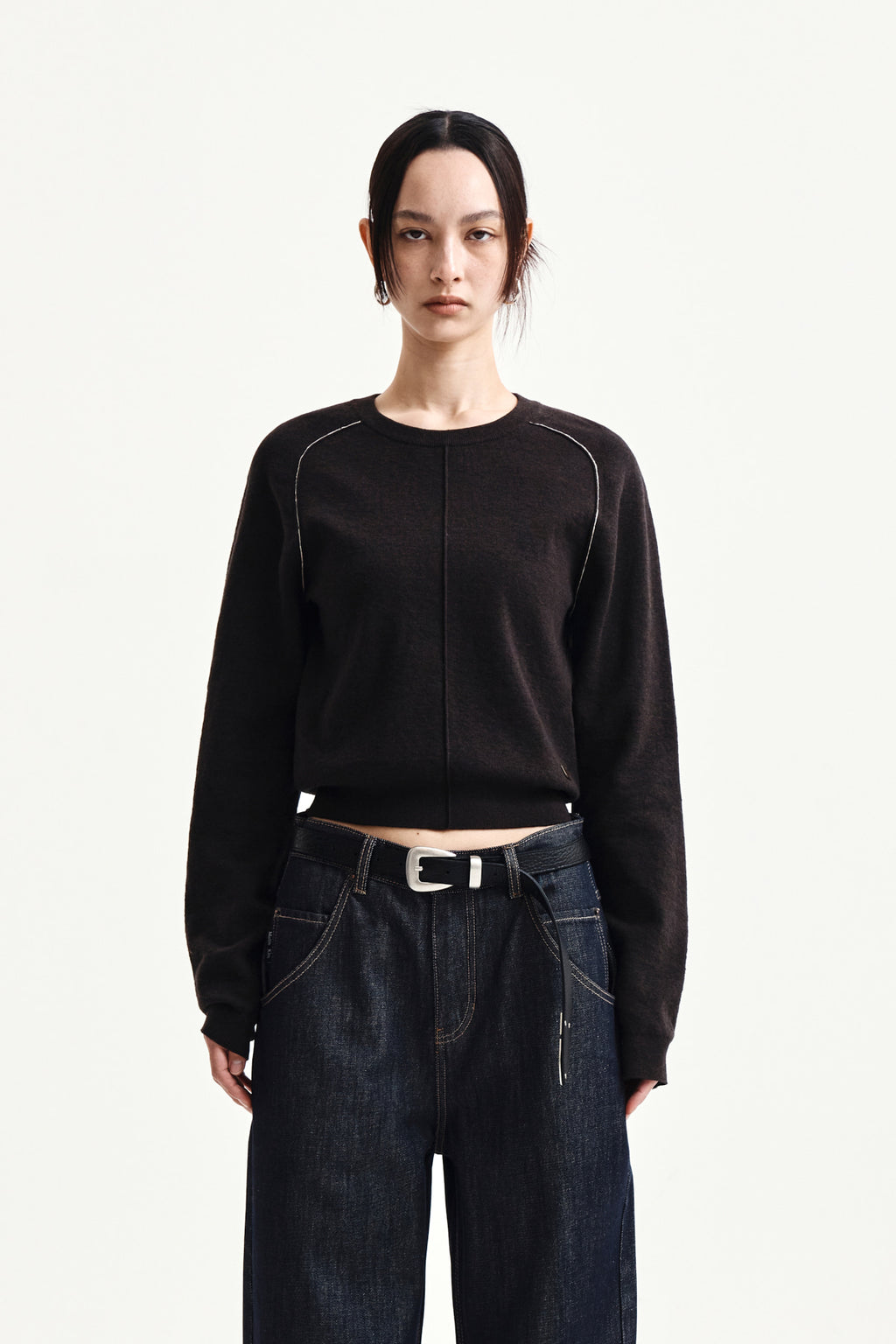 Matin Kim - Raglan Sleeve Knit Pullover (Dark Brown) product image 5 | TRAB K-Fashion Australia