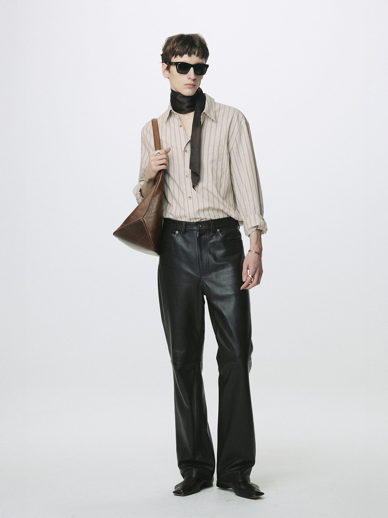 Tonywack - Striped Cotton Shirt (Warm Grey) product image 1 | TRAB K-Fashion Australia