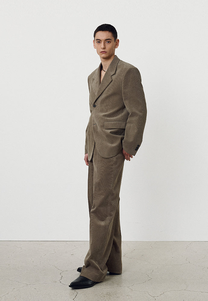 Tonywack - Corduroy Wide-Leg Tailored Trousers (Taupe) product image 3 | TRAB K-Fashion Australia