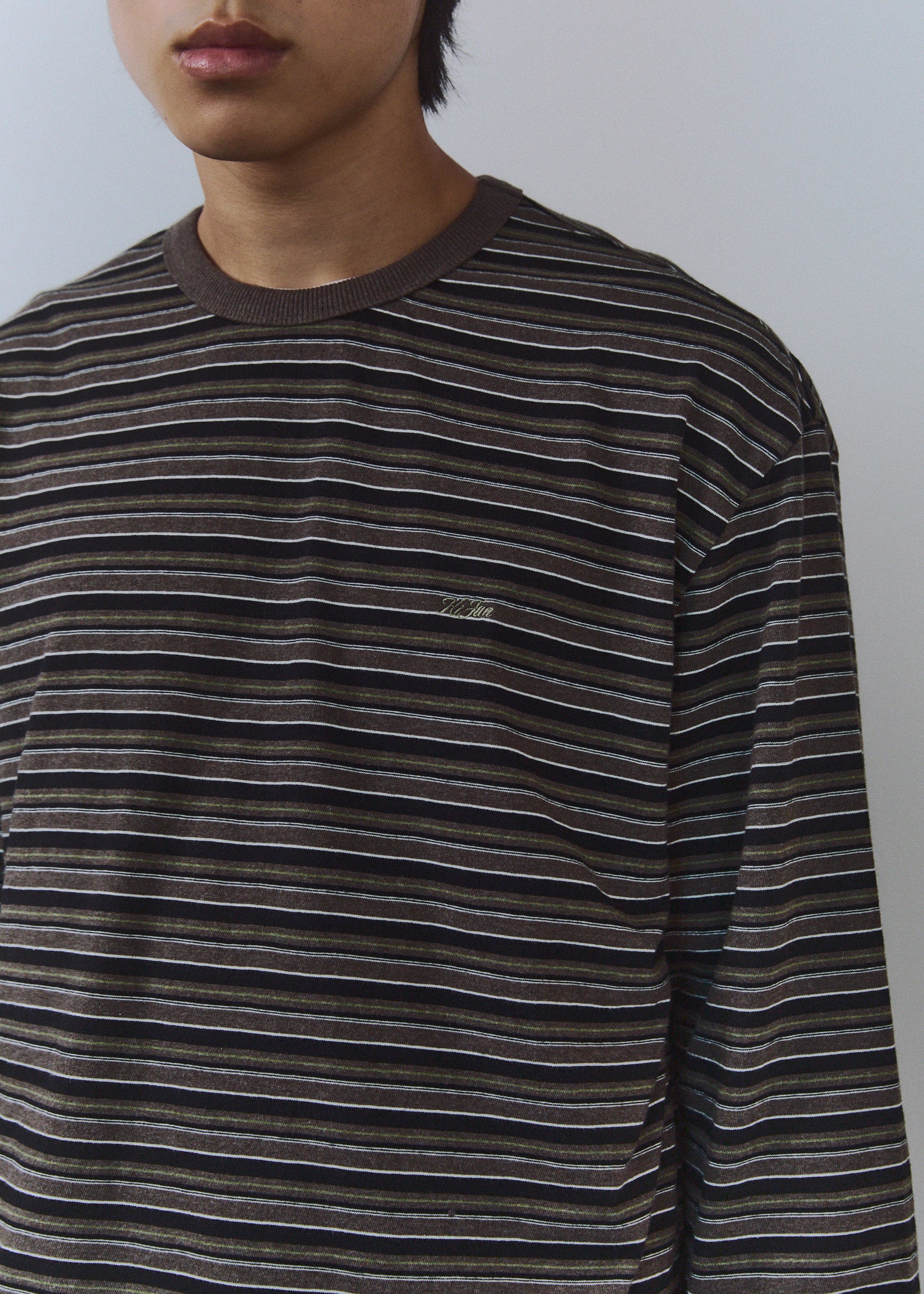 Kijun - Fresh Border Long Sleeve Tee (Brown) product image 5 | TRAB K-Fashion Australia