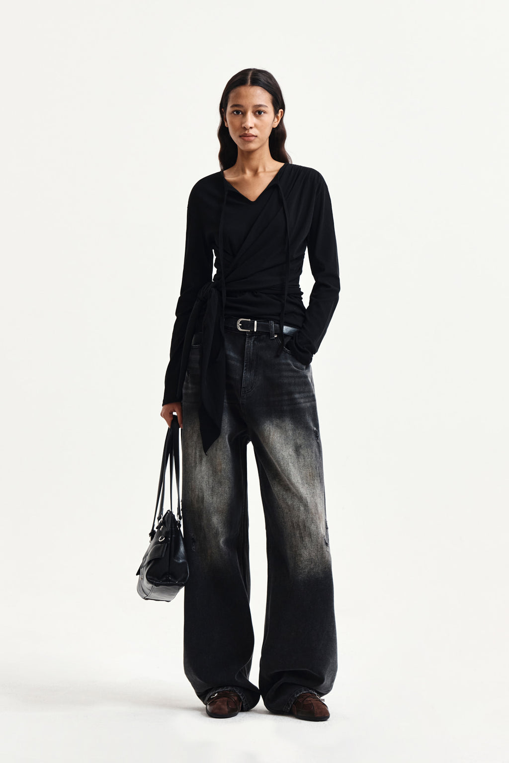 Matin Kim - Tied Drapery Top (Black) product image 9 | TRAB K-Fashion Australia