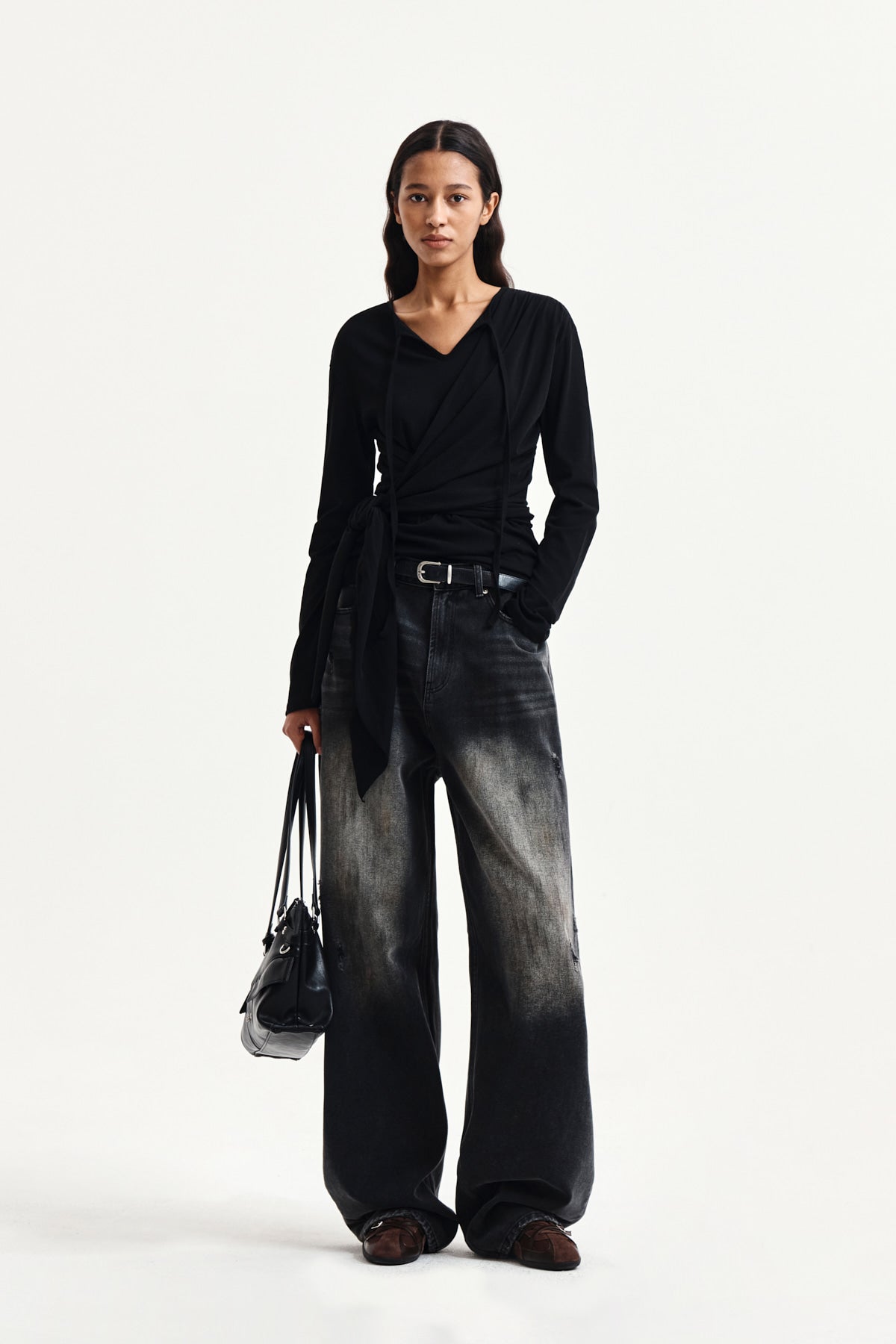 Matin Kim - Tied Drapery Top (Black) product image 9 | TRAB K-Fashion Australia