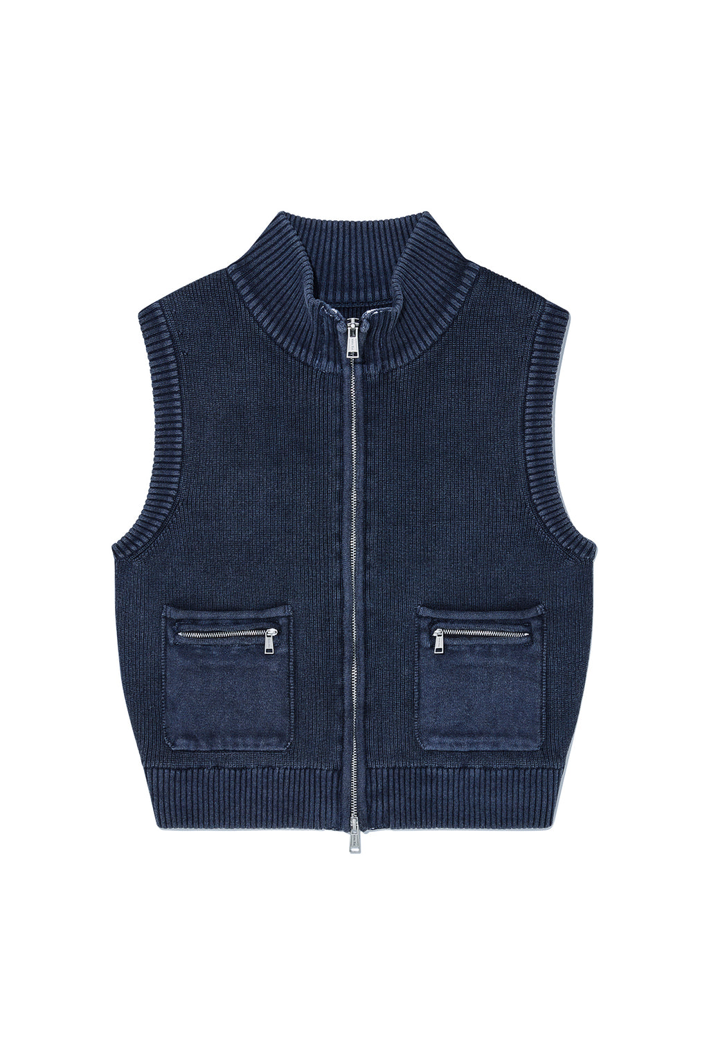 Matin Kim - Logo Point Washed Knit Vest (Navy) product image 1 | TRAB K-Fashion Australia
