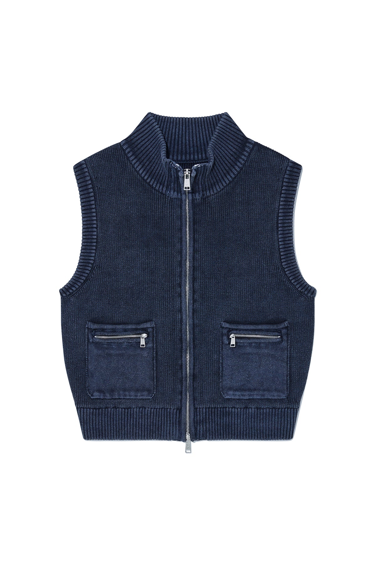 Matin Kim - Logo Point Washed Knit Vest (Navy) product image 1 | TRAB K-Fashion Australia