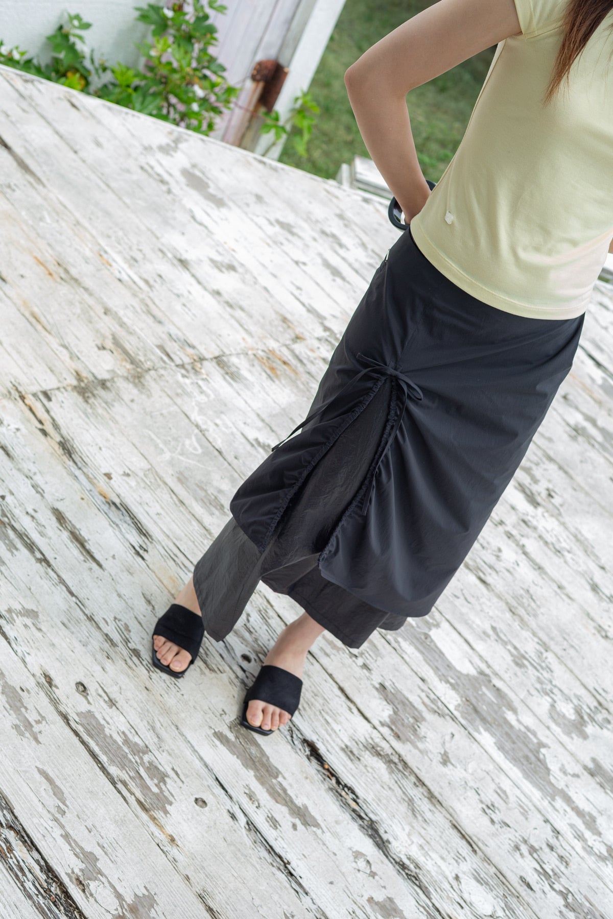 Matin Kim - Shirring Layered Maxi Skirt (Black) product image 12 | TRAB K-Fashion Australia