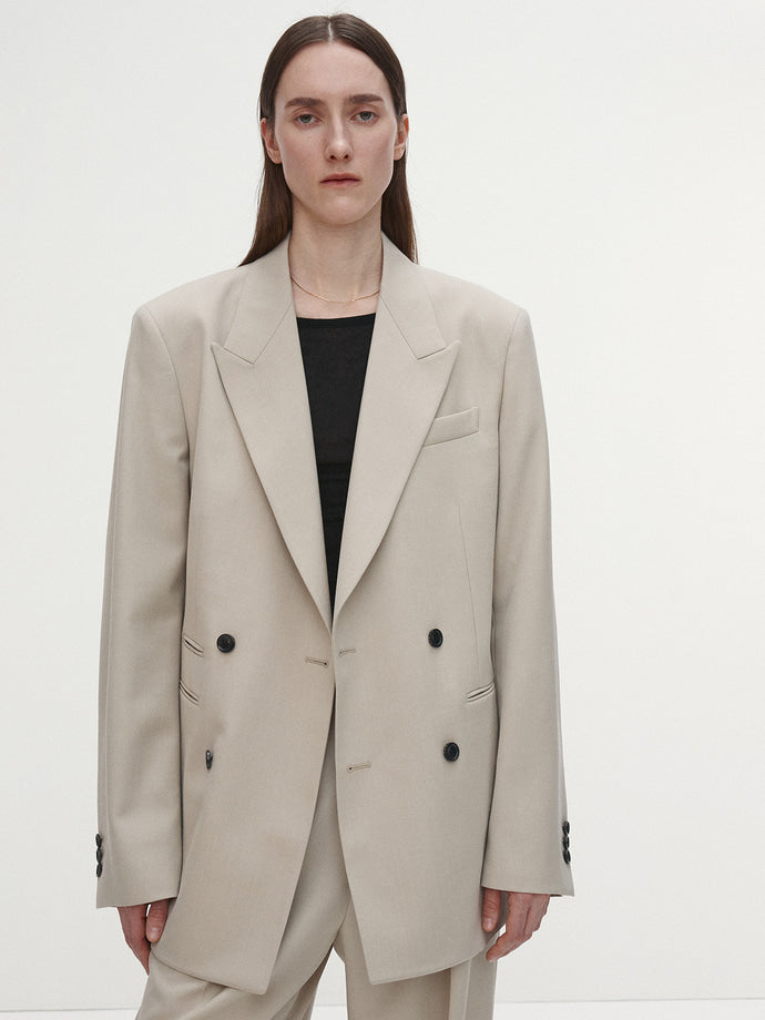 Tonywack - Wool Twill Double-Breasted Tailored Blazer (Ivory) product image 1 | TRAB K-Fashion Australia