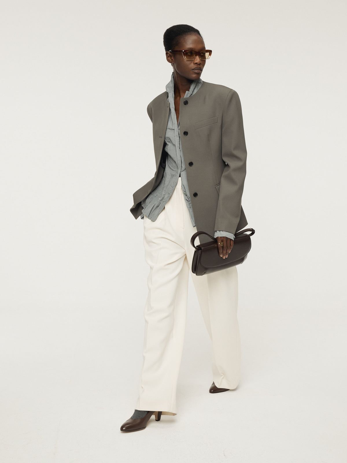 Recto - Collarless Single Jacket (Taupe Grey) product image 9 | TRAB K-Fashion Australia