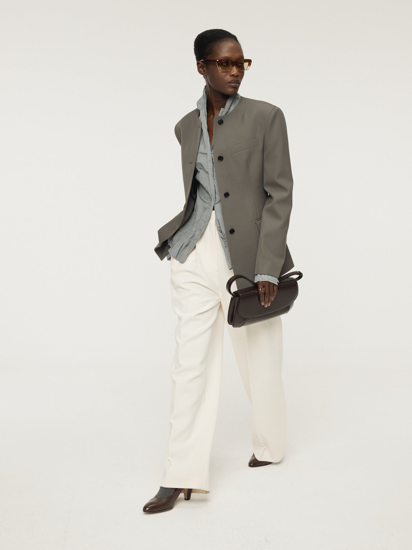 Recto - Collarless Single Jacket (Taupe Grey) product image 9 | TRAB K-Fashion Australia