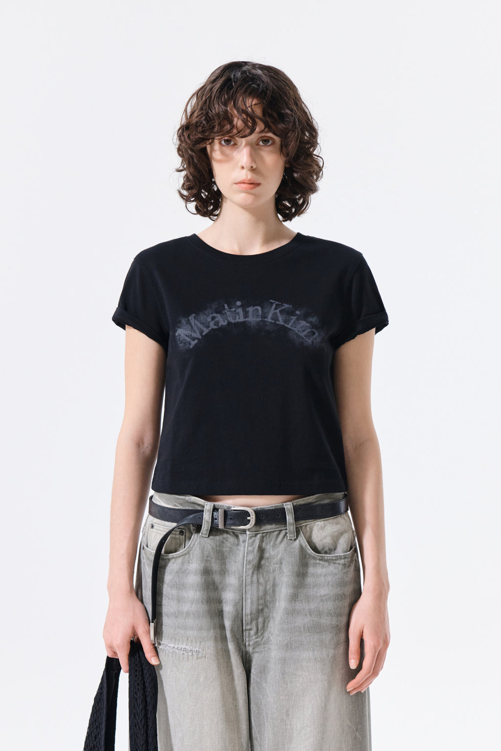 Matin Kim - Matin Kim Arch Logo Crop Top (Black) product image 5 | TRAB K-Fashion Australia