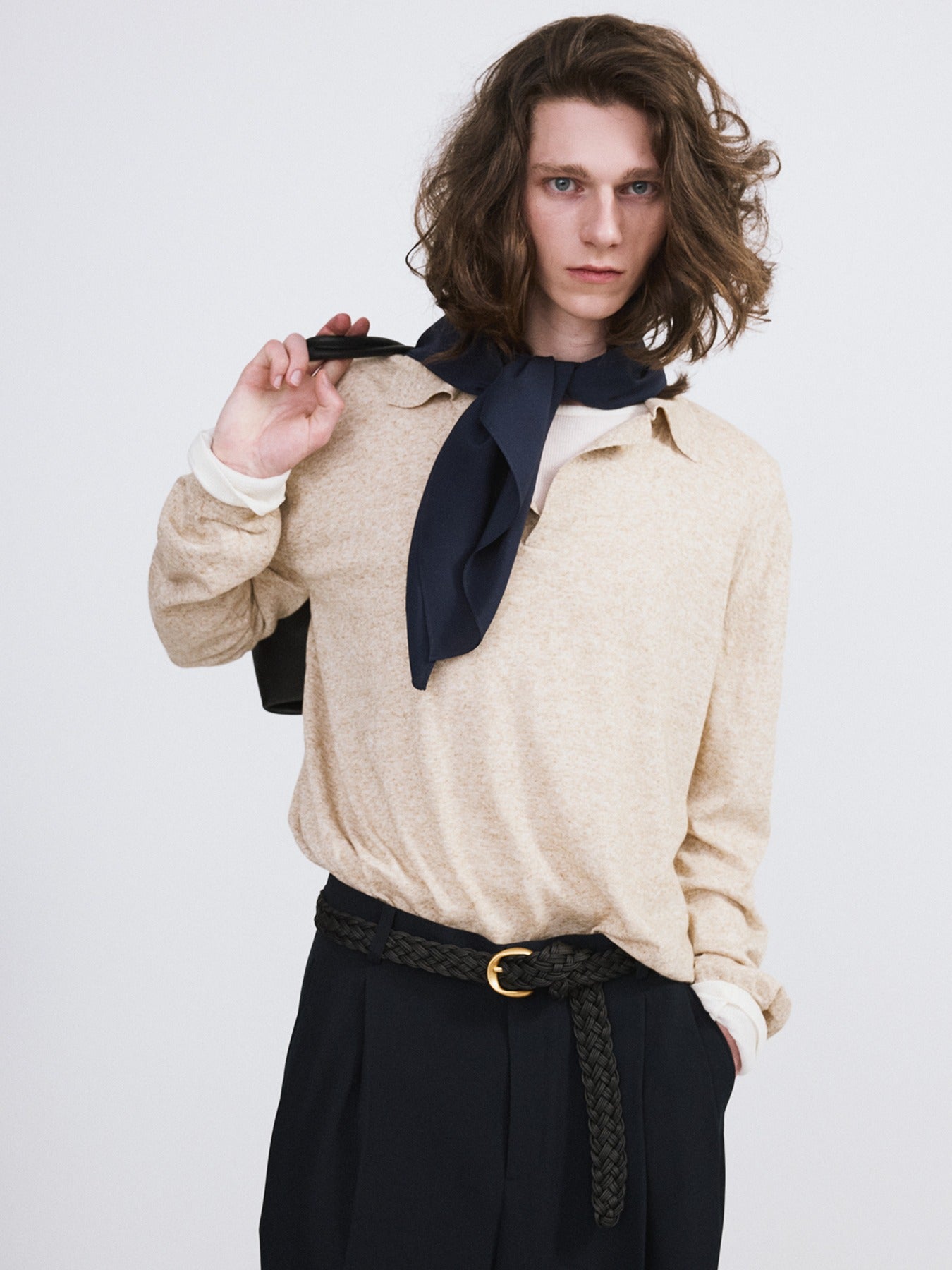 Recto - Linen Blend Polo Top (Oatmeal) product image 1 | TRAB K-Fashion Australia