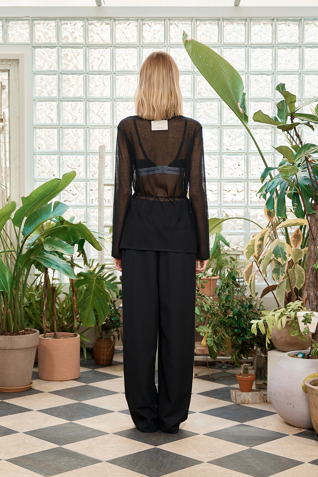 Matin Kim - String Point Plain Long Cardigan (Black) product image 8 | TRAB K-Fashion Australia