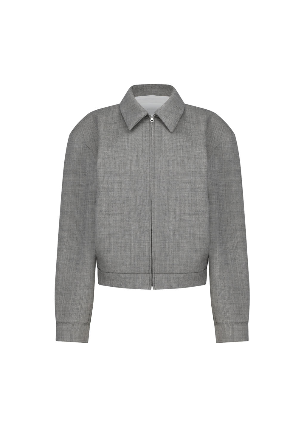 Amomento - Wool Crop Zip-up Jumper (Grey Beige) product image 5 | TRAB K-Fashion Australia