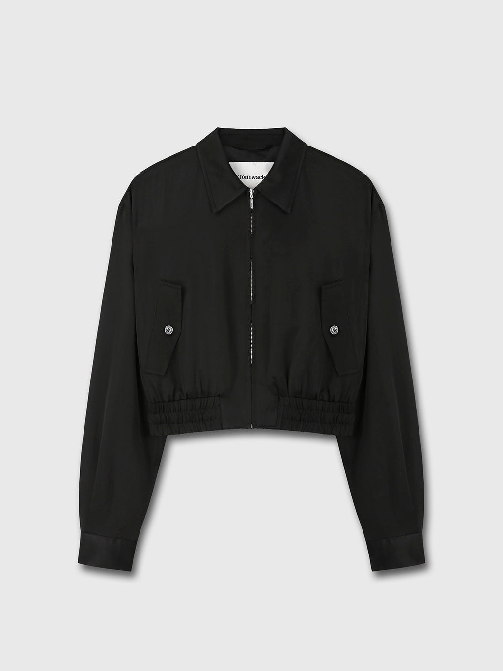 Tonywack - Satin Cropped Blouson Jacket (Black) product image 9 | TRAB K-Fashion Australia