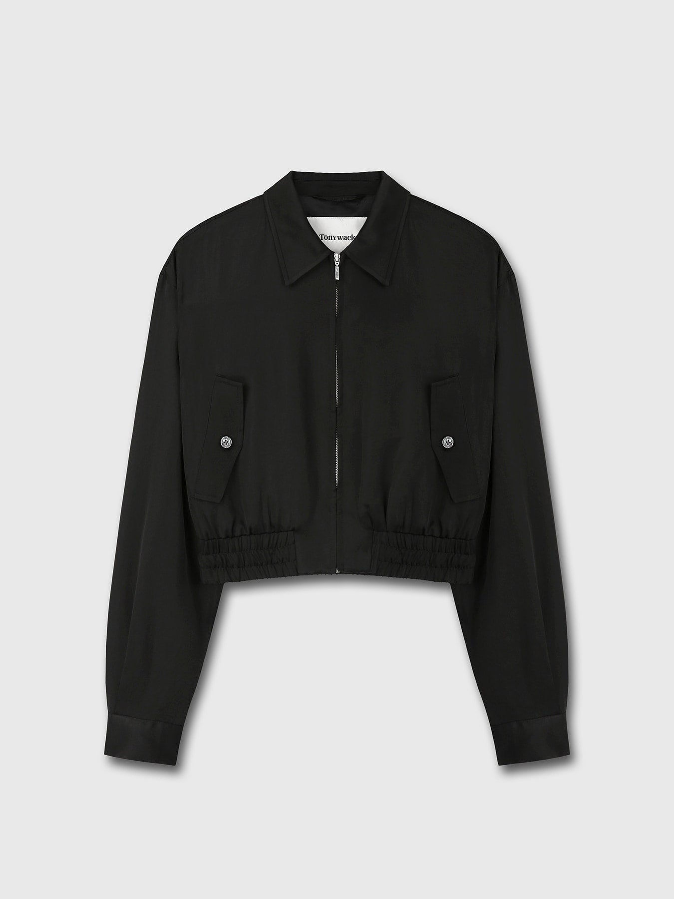 Tonywack - Satin Cropped Blouson Jacket (Black) product image 9 | TRAB K-Fashion Australia