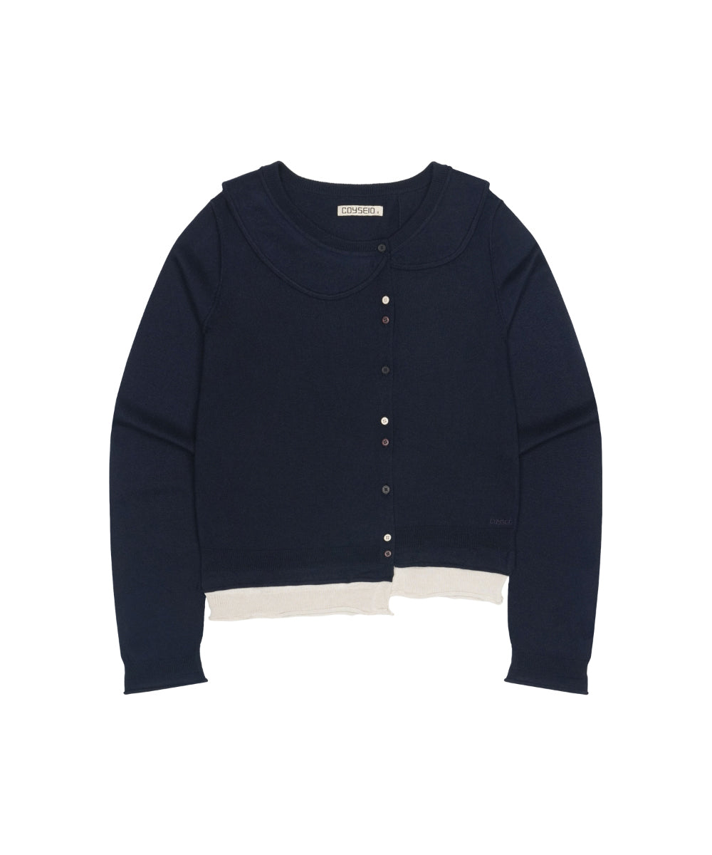 Coyseio - Round Collar Knit Cardigan (Navy) product image 10 | TRAB K-Fashion Australia