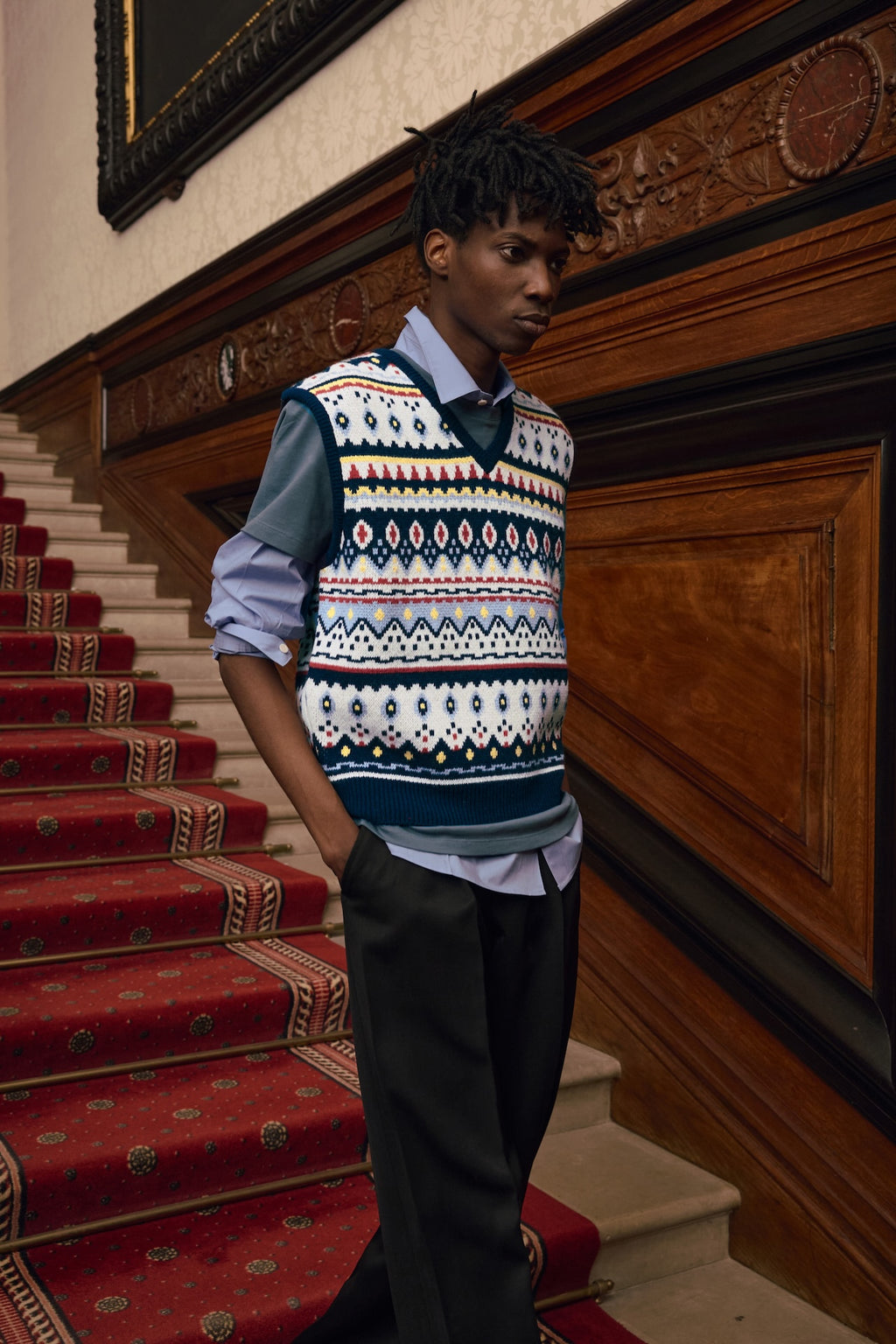 STU - Jacquard Sweater Vest (Navy) product image 11 | TRAB K-Fashion Australia